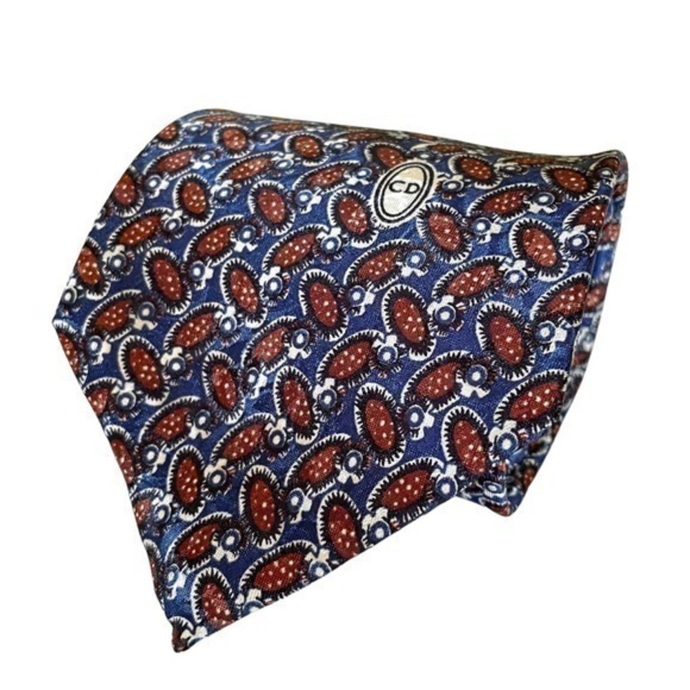 Vintage Christian Dior CD Logo Printed Jacquard Wide Tie